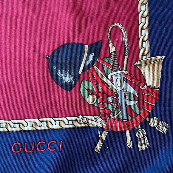 Gucci Silk Scarf with Equestrian Hunt Theme - Picture 11 of 11